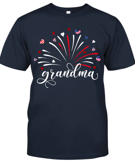 Firework America Flag Grandma And Kids Copy
