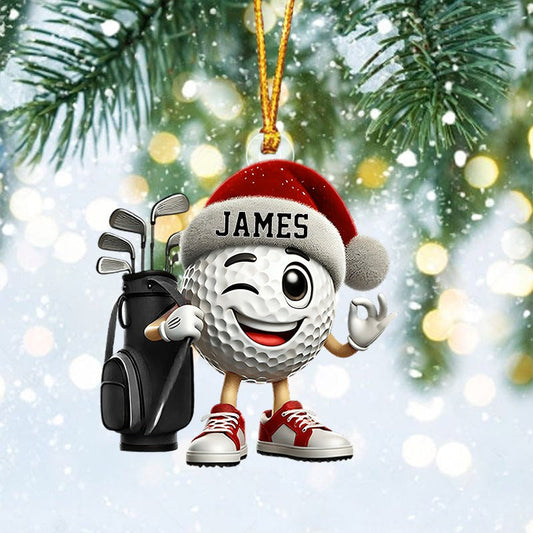 Personalized Golf Ball Ornament 2025 – Custom Name Christmas Ornament for Golfer, Golf Lovers Gift Ornament