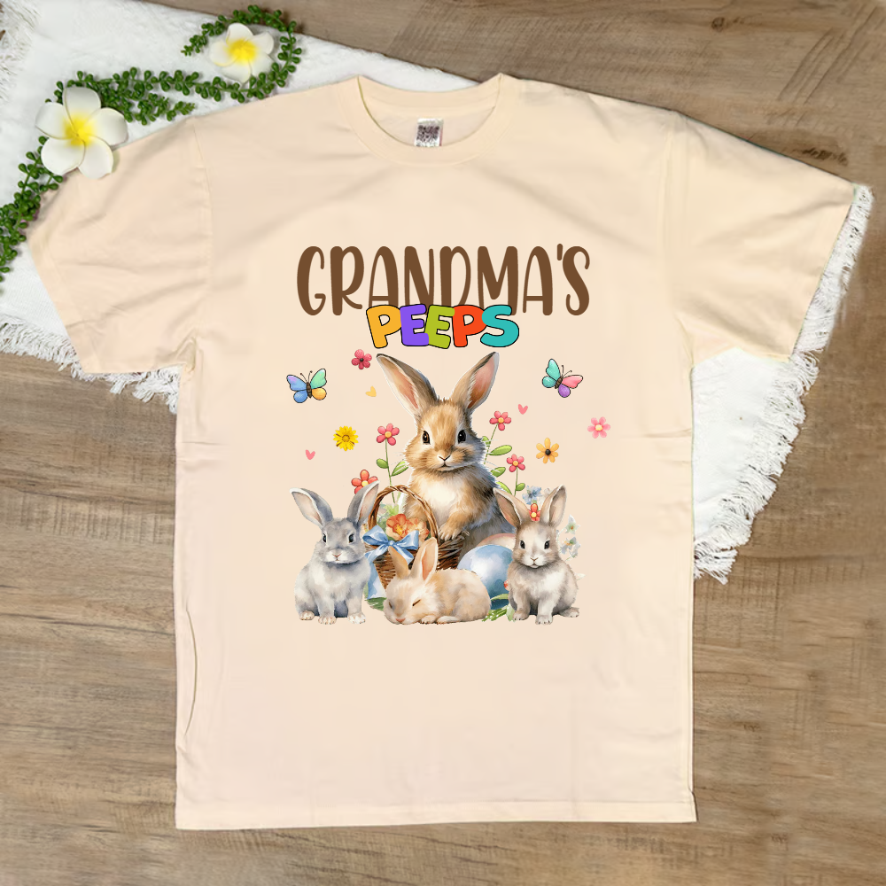 Personalized Easter Grandma's Peeps Shirt, Custom Nickname With Grandkids Shirt for Easter Day, Easter Bunny Grandma Shirt
