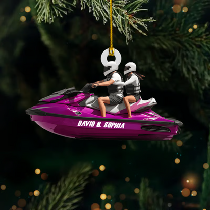 Personalized Jet Ski Couple Ornament – Custom Name Summer Adventure Christmas Decoration 2025 Ornament