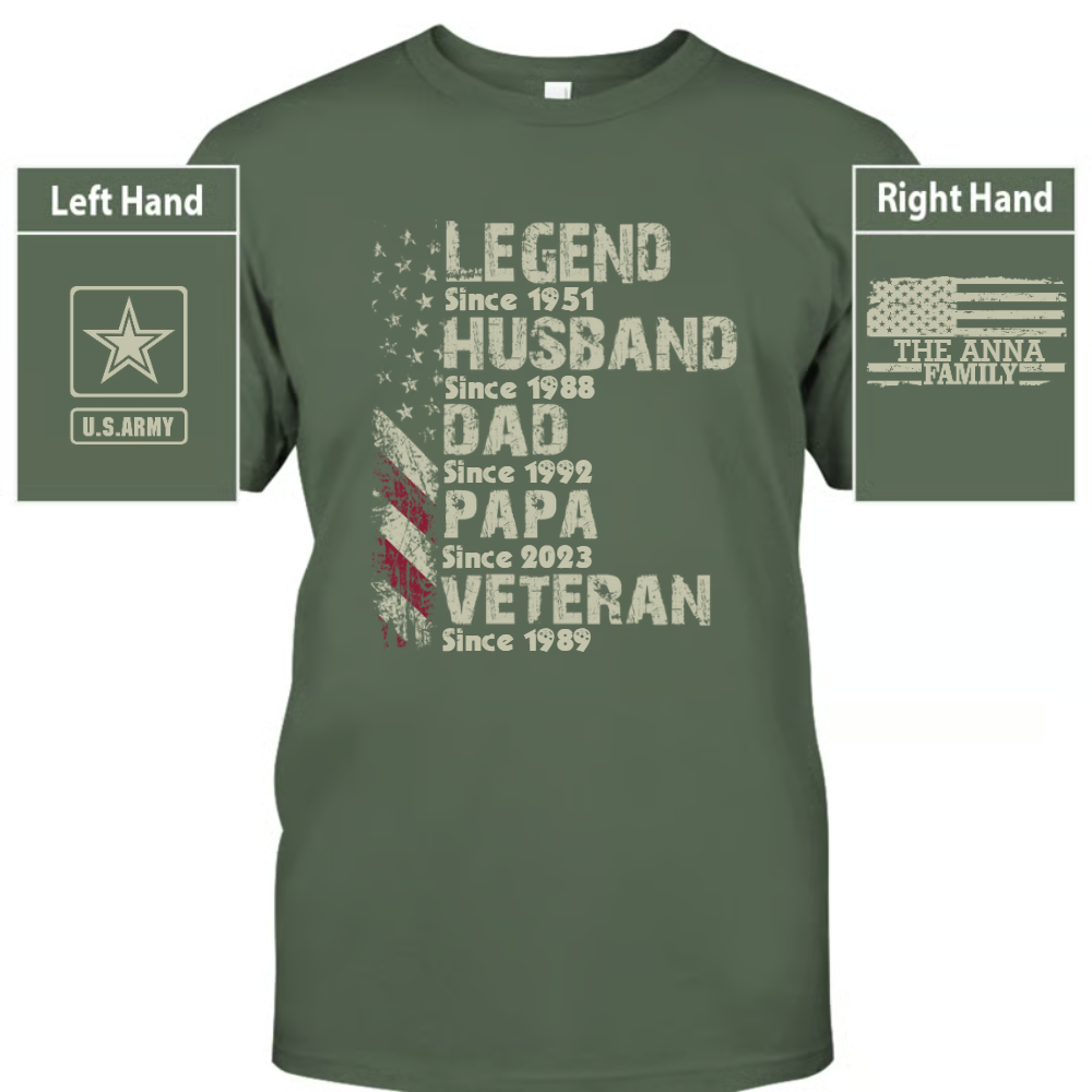 Personalized Legend Veteran Husband Dad Papa T-Shirt