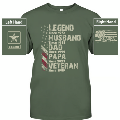 Personalized Legend Veteran Husband Dad Papa T-Shirt