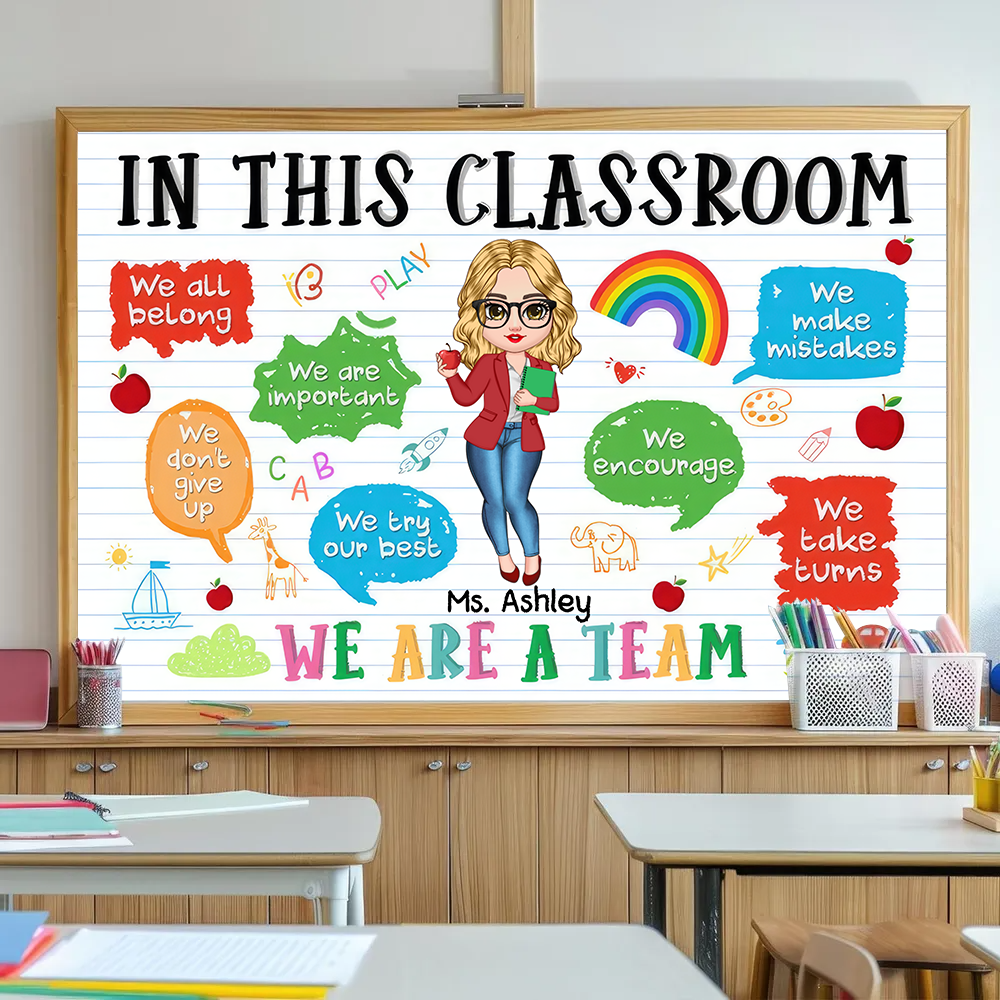 Adorable Teacher Personalized Poster, Custom Teacher Gift, Teacher Appreciation Decor, Back To School Classroom Decoration Poster