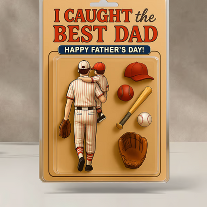 I Caught The Best Dad, Custom Dad And Kids Meaningful Gifts, Father's Day Gifts For Dad And Kids Copy Acrylic Block Plaque FUll Size
