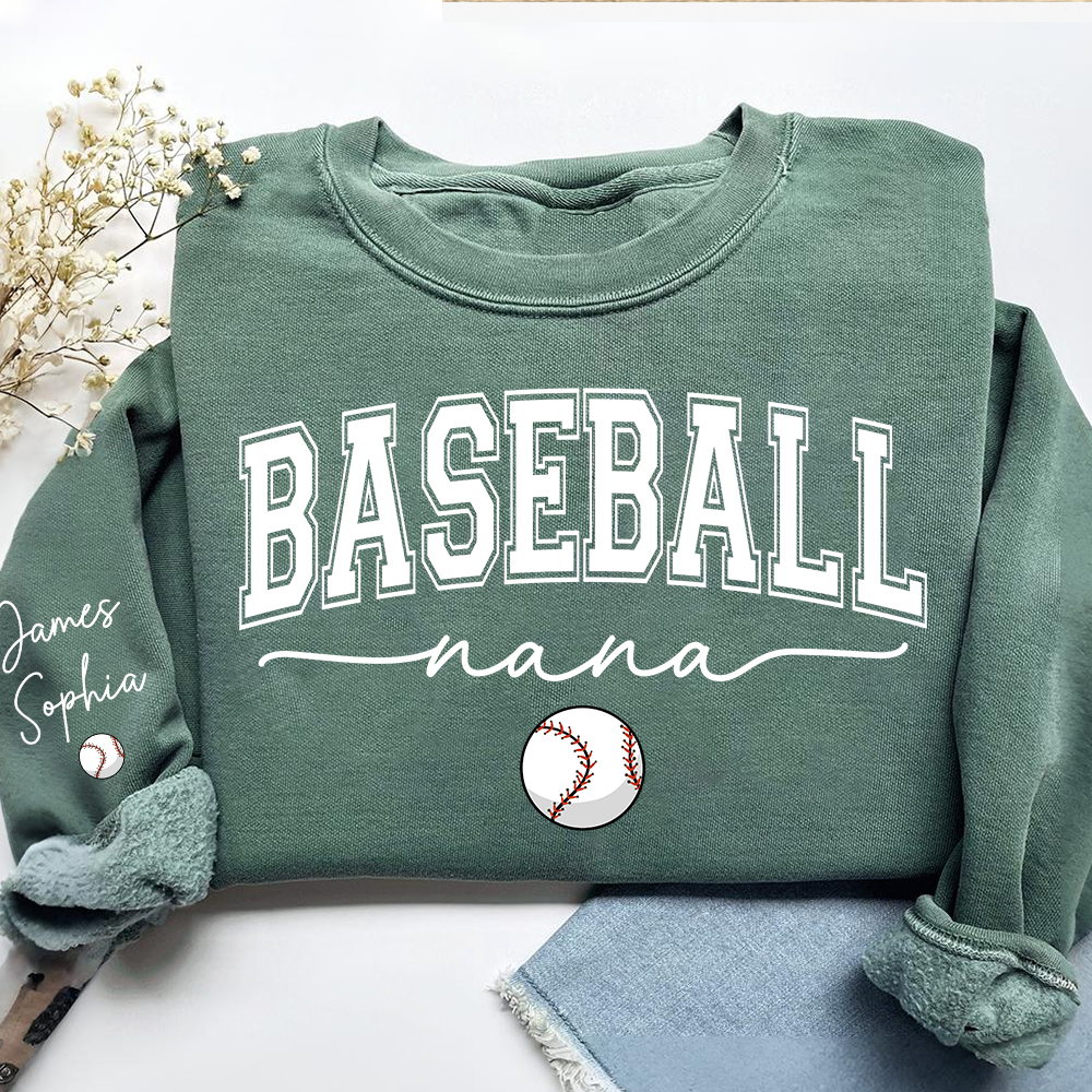 Personalized Sports Nana Sweatshirt With Grandkids Names, Custom Athletics Grandma Pullover V2