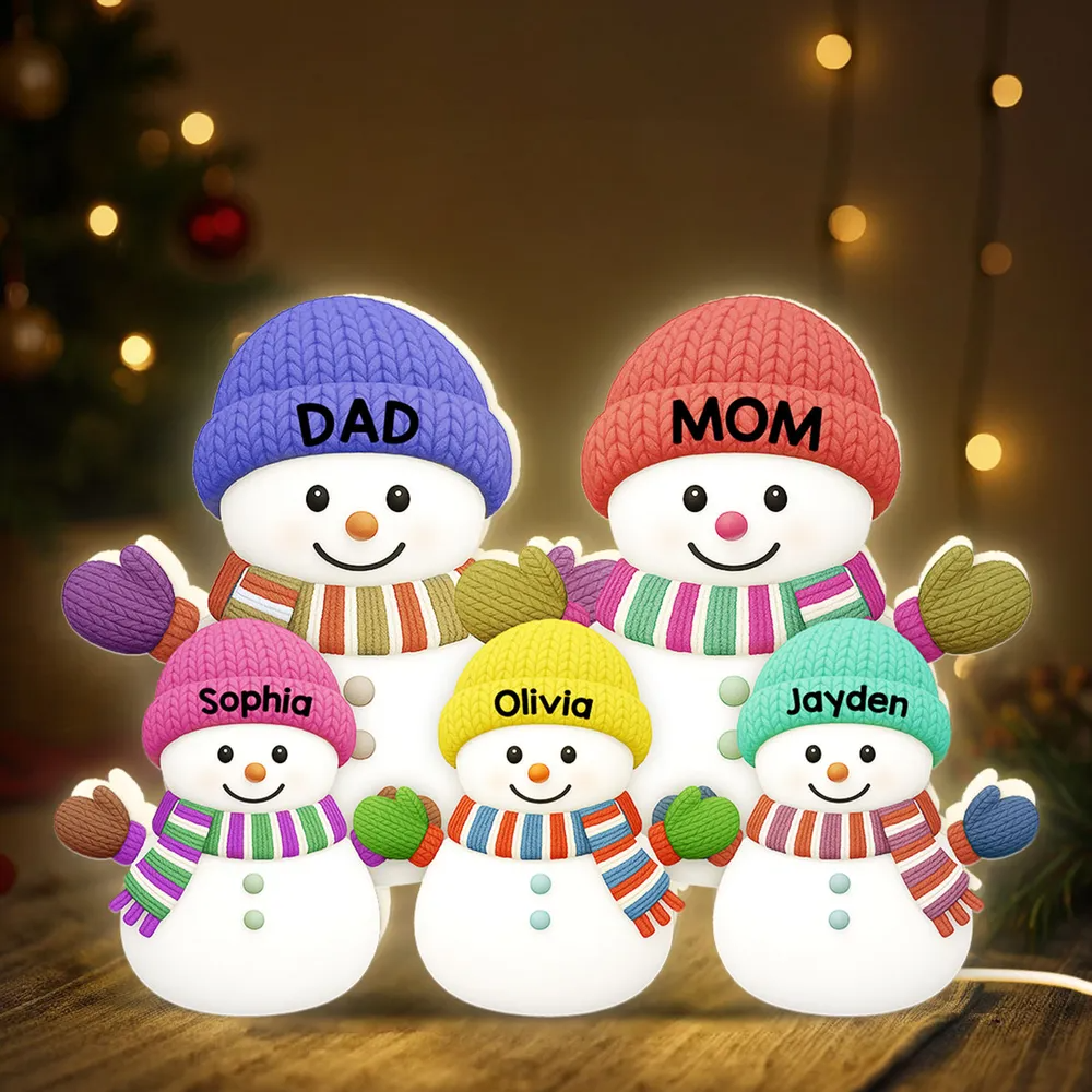 Personalized Dad and Mom Snowman Light Box – Custom Family Christmas Decoration, Cozy Holiday Gift for Parents and Kids Light Box