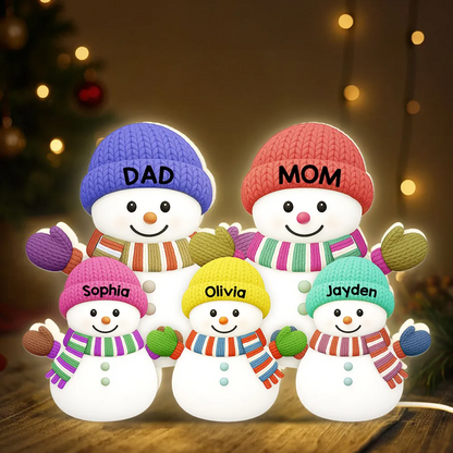 Personalized Dad and Mom Snowman Light Box – Custom Family Christmas Decoration, Cozy Holiday Gift for Parents and Kids Light Box