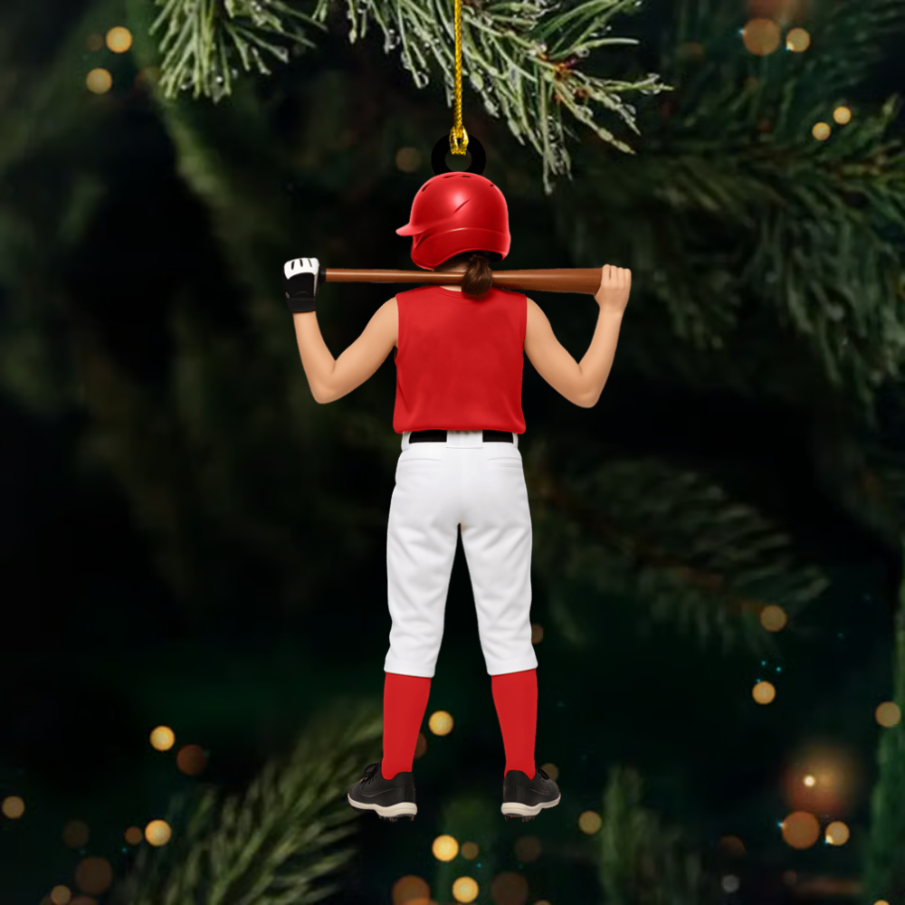 Personalized Softball Ornament 2025 – Custom Female Player Ornament with Name & Number, Unique Christmas Gift for Athletes & Teams Ornament