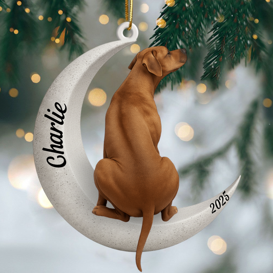Custom Rhodesian Ridgeback On The Moon Ornament 2025, Custom Double-Sided Acrylic Decoration, Unique Christmas Gift For Dog Lovers Ornament
