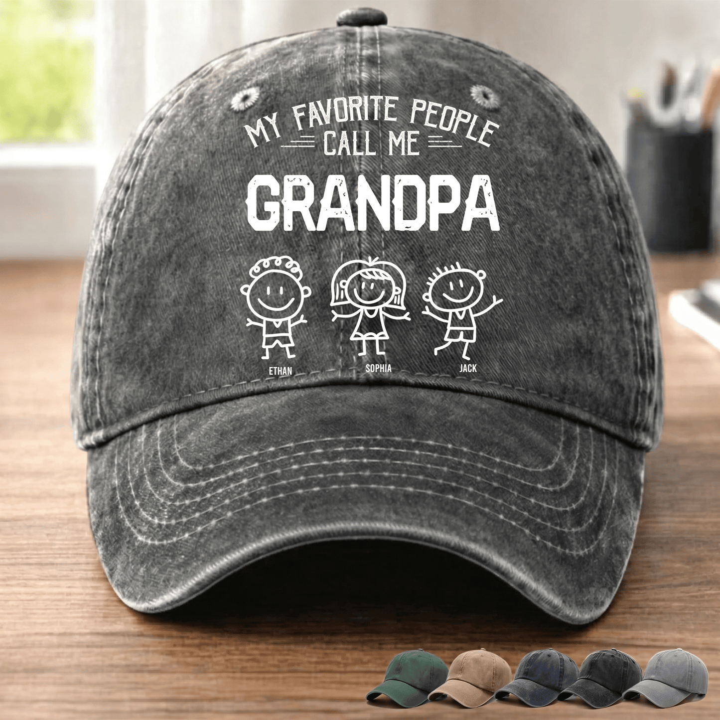 Personalized Washed Denim Baseball Shirt for Grandpa