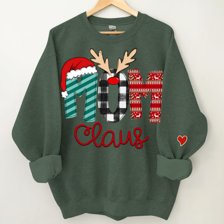 Merry Christmas 2023 Mom Claus Sweatshirt, Custom Mom , Mama and Kids Sweatshirt