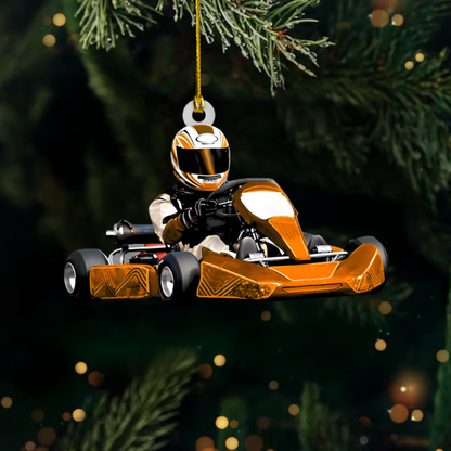 Custom Go Kart Racing Ornament 2025 – Personalized Racer Ornament, Gift for Kids & Race Fans Ornament