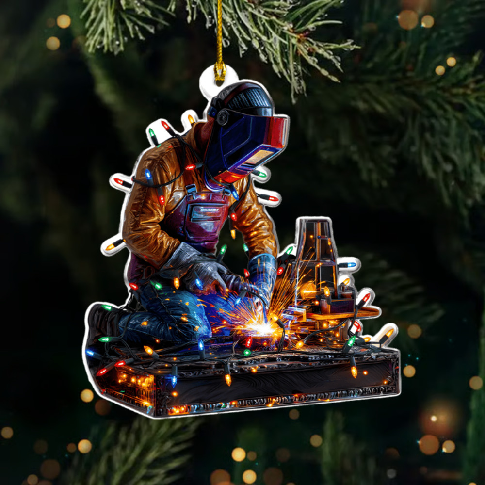 Personalized Welder Ornament 2025 – Custom Welding Ornament with Name, Christmas Gift for Metalworker or Machinist Ornament