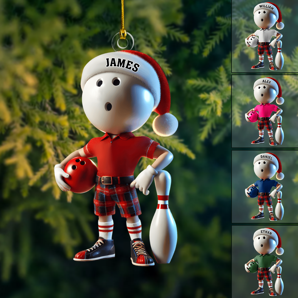 Personalized Bowling Player Ornament – Custom Name & Color Christmas Gift for Bowlers 2025 Ornament