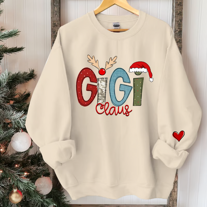 Custom Gigi Claus Sweatshirt, Christmas Grandma Claus With Grandkids