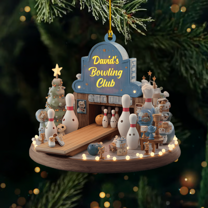 Personalized Bowling Ornament 2025 – Custom Name Bowling Club Christmas Ornament, Gift for Bowlers & Sports Fans Ornament