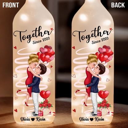 Custom Together Feels Like Home Love Quote, Bottle Lamp Personalized Gift for Husband Wife Bottle Lamp