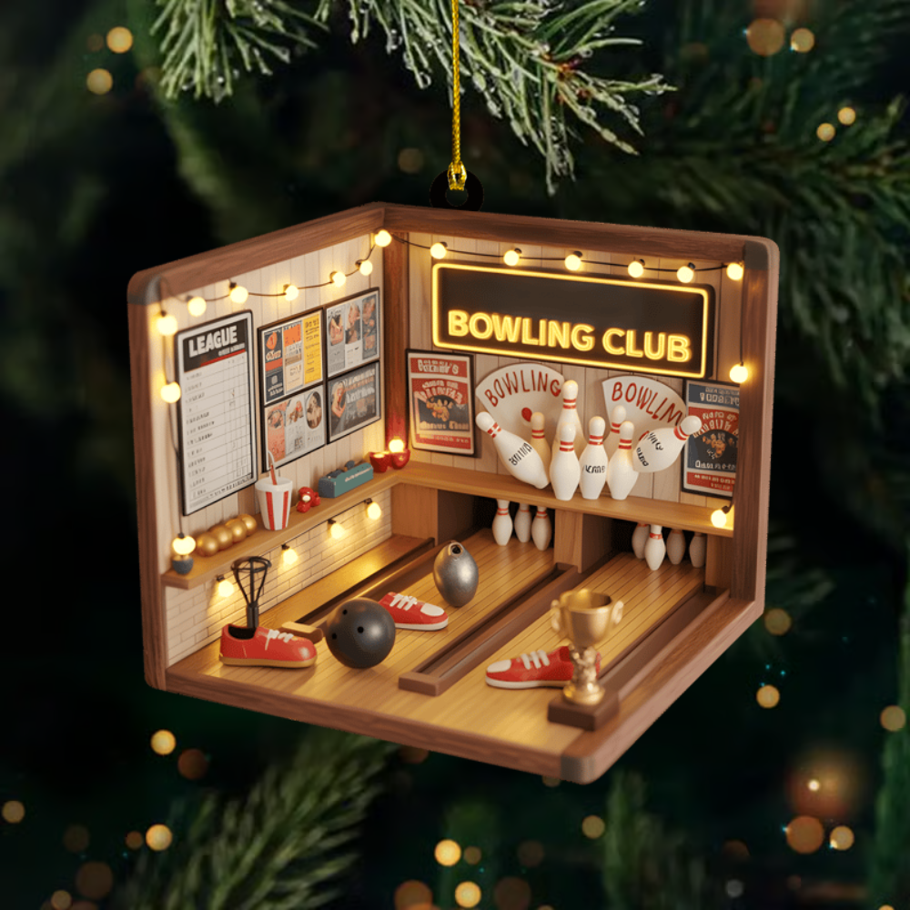 Custom Bowling Room Ornament 2025 – Personalized Name Bowling Alley Christmas Decoration, Perfect Gift for Bowling Fans Ornament