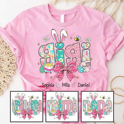 Personalized Gigi Shirt Easter Day Gigi Bunny And Grandkids T-Shirt