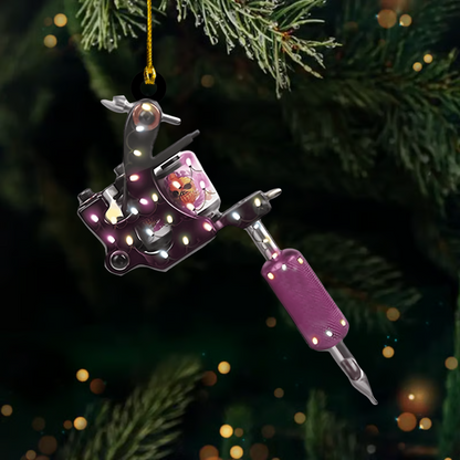 Personalized Tattoo Machine Ornament 2025 – Custom Name Tattoo Artist Ornament, Unique Christmas Gift for Tattoo Lovers Ornament