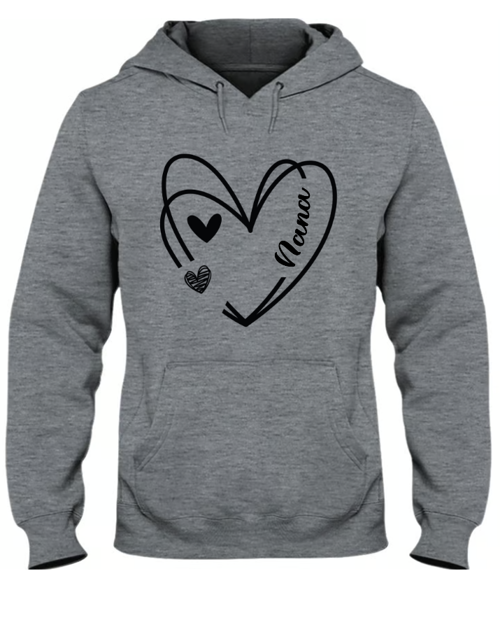 Nana And Kids Hand Draw Heart Custom Name CTH01