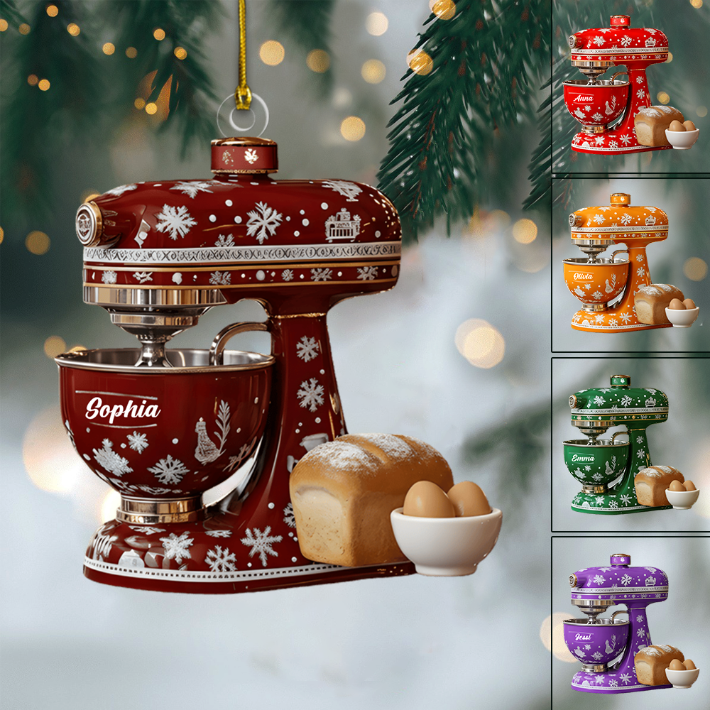 Personalized Mixer Ornament – Custom Name Baking Kitchen Mixer Christmas Decoration for Bakers Ornament