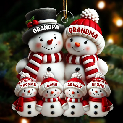 Cute Snowman Family Christmas Decor Personalized Acrylic Ornament Ornament