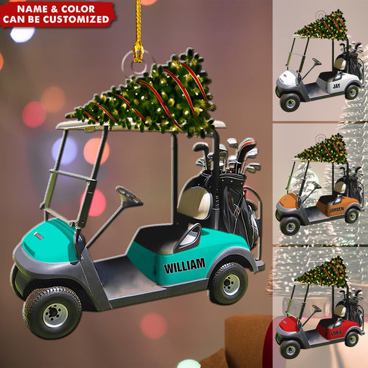 Custom Golf Cart Christmas Ornament – Personalized Name Golf Ornament Gift for Golf Lovers, Players, or Friends Ornament