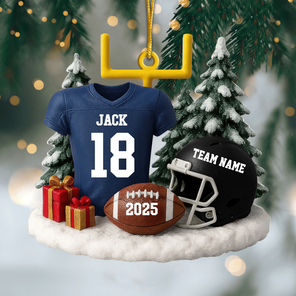 Personalized Football Team Ornament – Custom Player Uniform Gift for Fans & Lovers Ornament