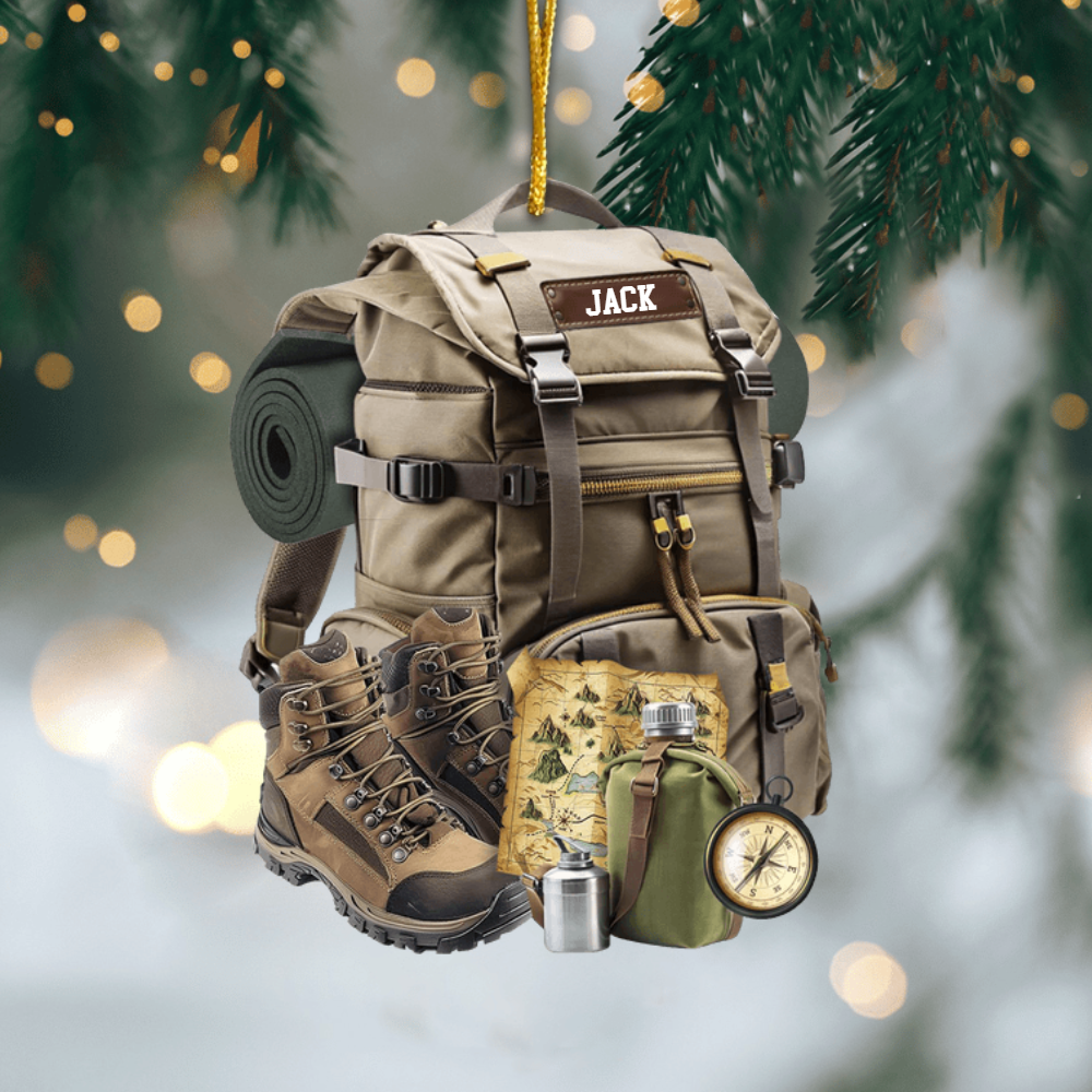 Personalized Hiking Bag Christmas Ornament – Custom Camping Lover Decoration, Unique Holiday Gift for Outdoor Enthusiasts Ornament
