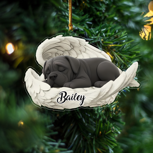 Custom Cane Corso Angel Dog Ornament – Personalized Sleeping Dog Christmas Gift for Dog Lovers, Pet Memorial Tree Decoration Ornament