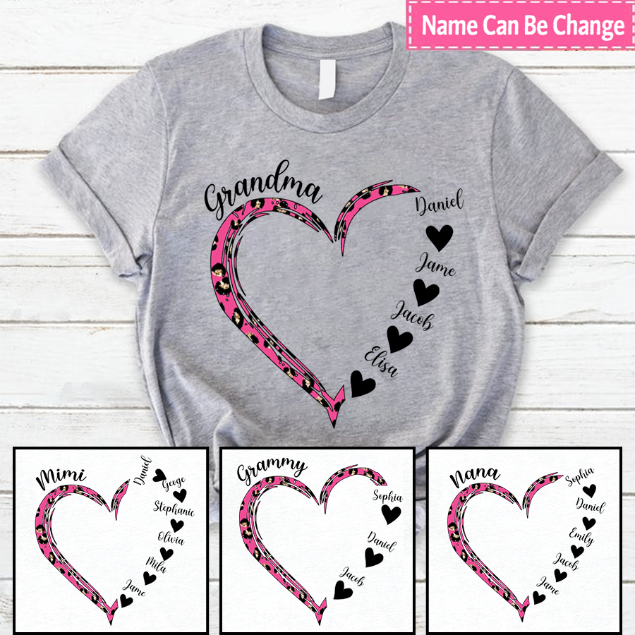 Grandma And Grandkids Heart Leopard CTH01