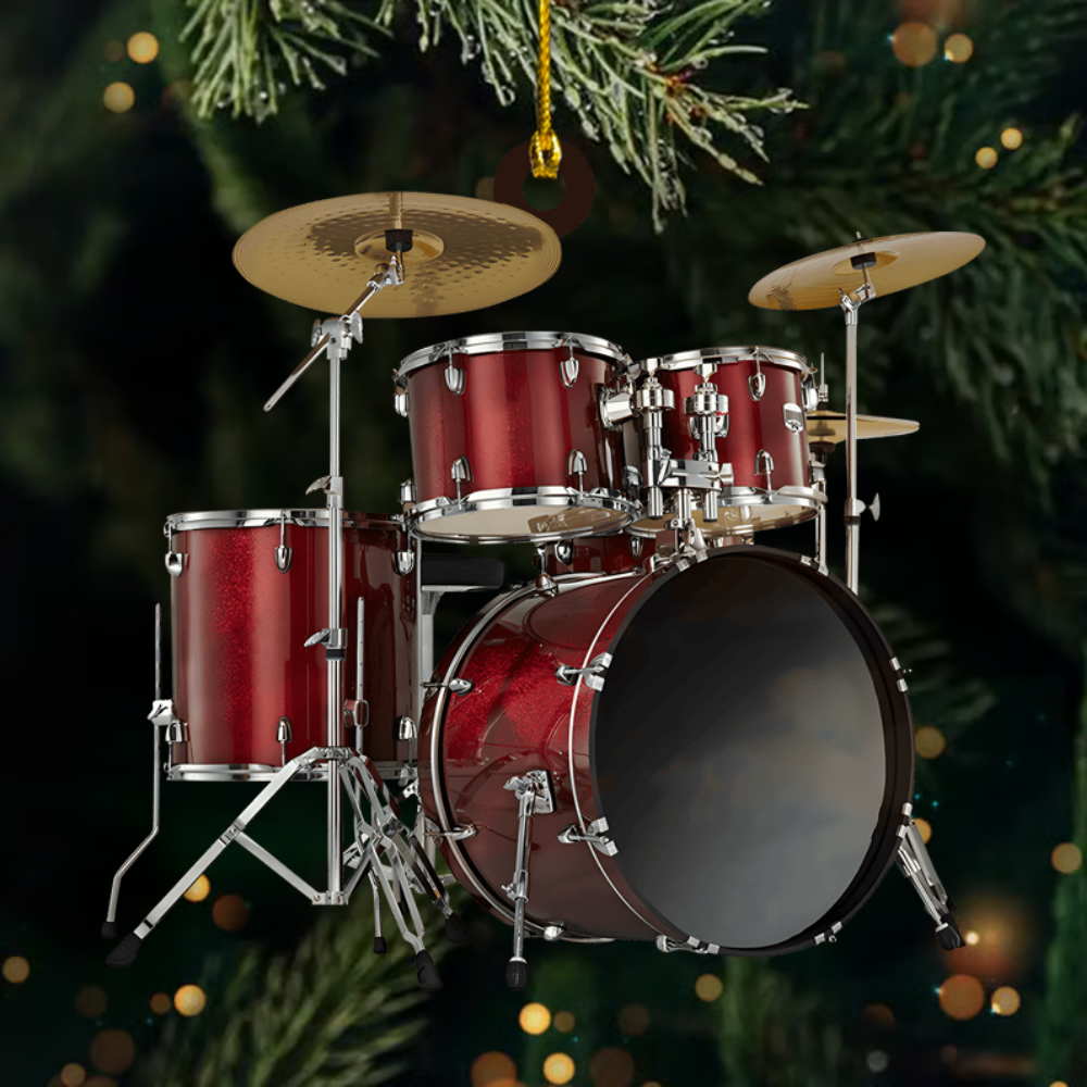 Personalized Drum Set Ornament 2025 – Custom Name Drummer Ornament, Perfect Christmas Gift for Music Lovers & Musicians Ornament