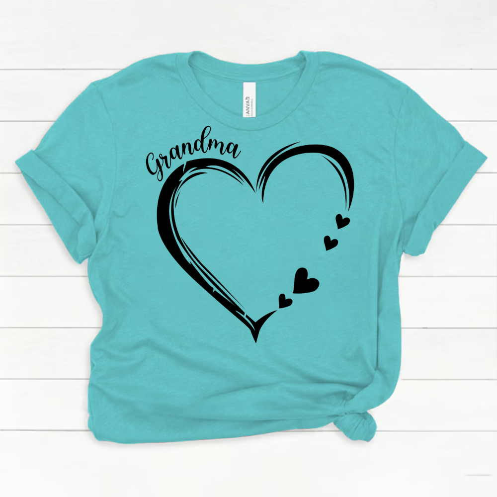 Custom Grandma Heart Shirt – Personalized Gift for Grandma and Grandkids with Love