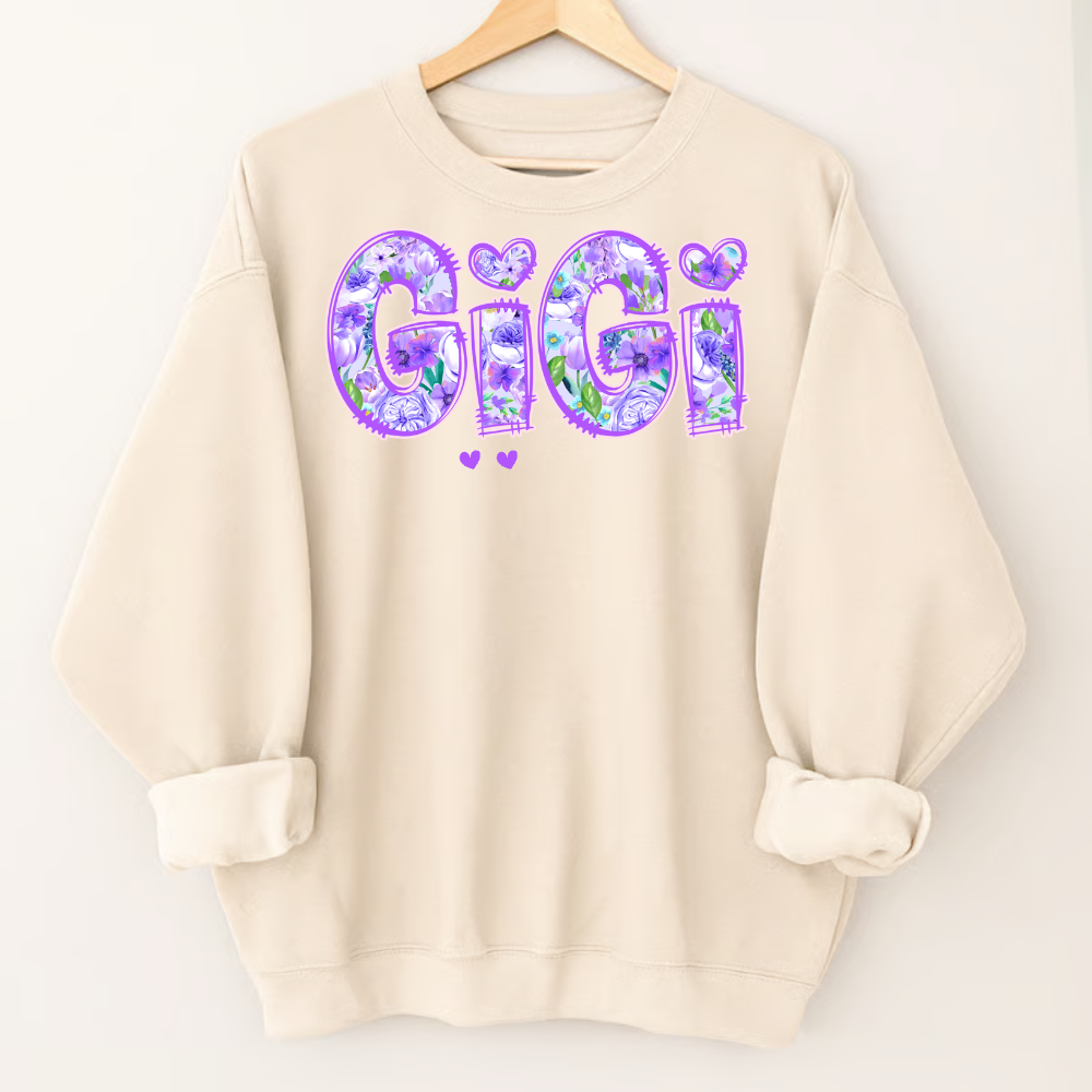 Gigi Purple Flower Gigi And Grandkids Personalized T-Shirt