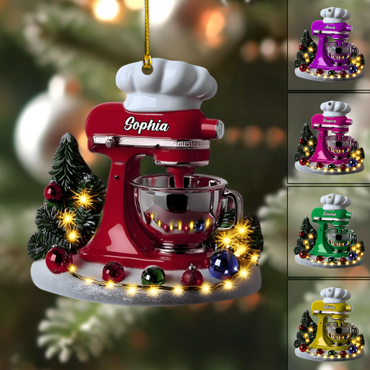 Personalized Kitchen Mixer Ornament – Custom Name & Color Baking Christmas Decoration, Cute Gift for Bakers and Cooking Lovers Ornament