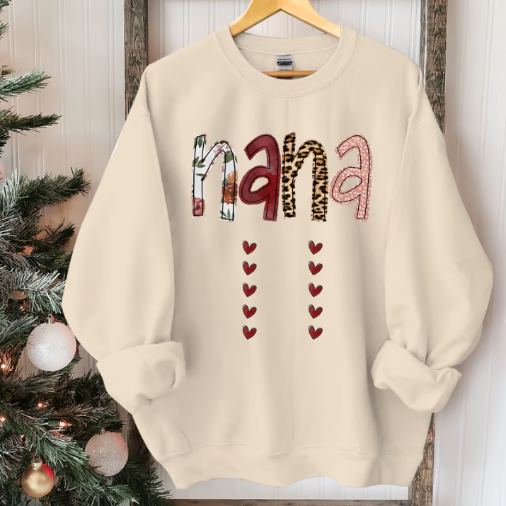 Custom Nana Mom Heart Kids Chrismtas