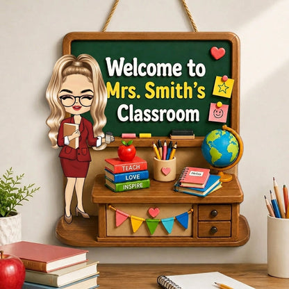 Teacher Welcome To Classroom Green Board - Personalized Wood Sign - Back To School, Classroom Decor