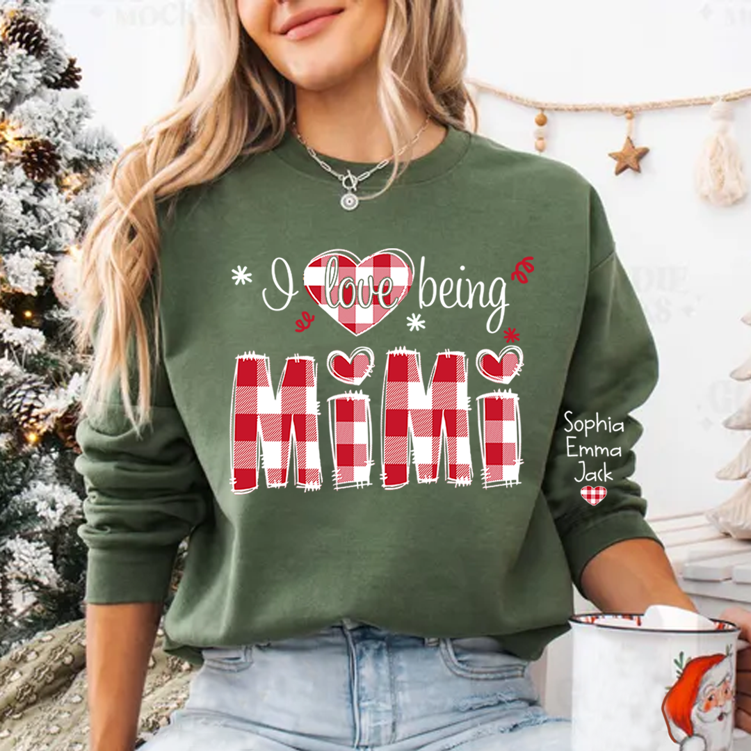 I love being Mimi Buffalo Plaid And Grandkids 2024 Sweatshirt