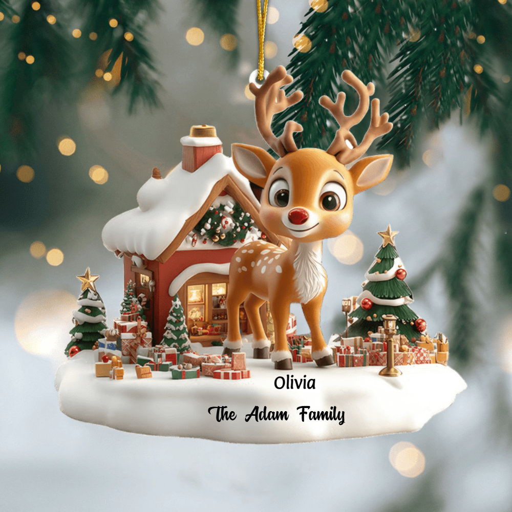Personalized Reindeer Family Ornament – Custom Christmas Keepsake, Unique Gift for Mom, Dad & Children Ornament