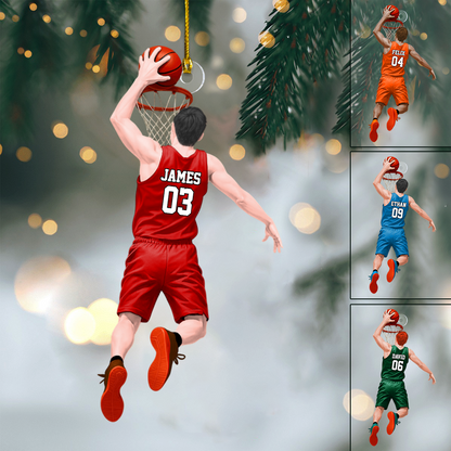 Personalized Basketball Player Ornament – Custom Name & Number Christmas Decoration Ornament