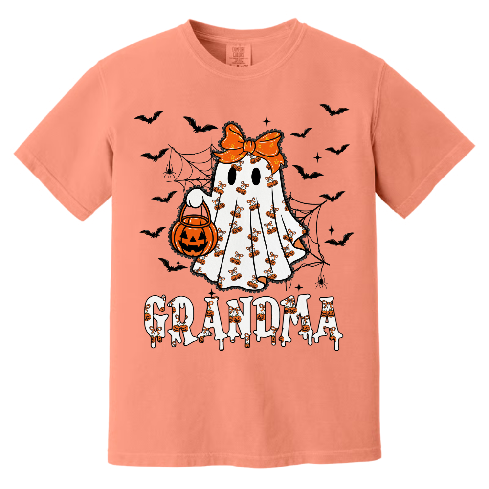 Personalized Halloween Grandma Sweatshirt – Cute Ghost with Grandkids’ Names and Pumpkin Trick-or-Treat Design