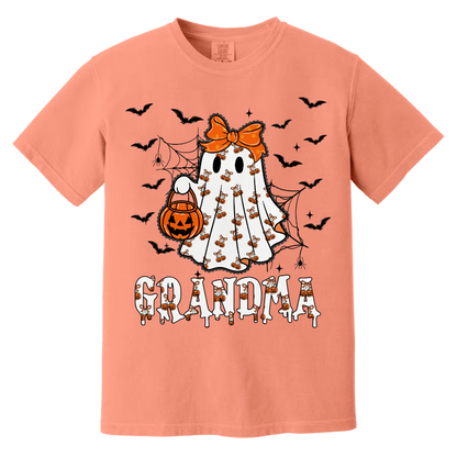 Personalized Halloween Grandma Sweatshirt – Cute Ghost with Grandkids’ Names and Pumpkin Trick-or-Treat Design