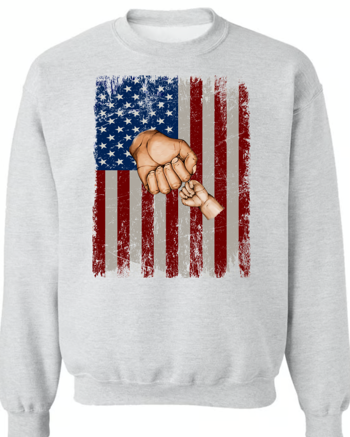 Custom Father's Day Shirt, Personalized Papa And Grandkids American Hands Flag Shirt, Best Gift For Dad Grandpa Papa Pops