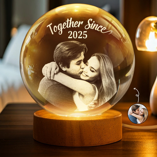 Globe Lamp with Holding Hands Line Art Romantic Night Light Unique Gift for Couples