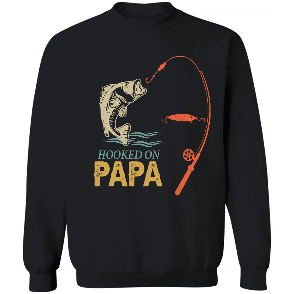 Hooked On Papa Fishing And Grandkids Flag  Sweatshirt