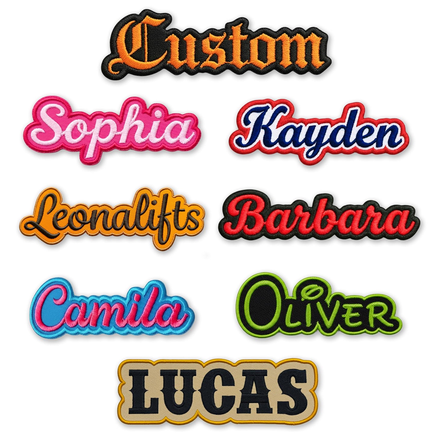 Custom Embroidered Name Patch, 2”–11”, Personalized Name Tag Iron On, Sew On or Hook and Loop, Custom Text Patch for Uniforms, Backpacks, Hats, Clothing, School, Business Patch