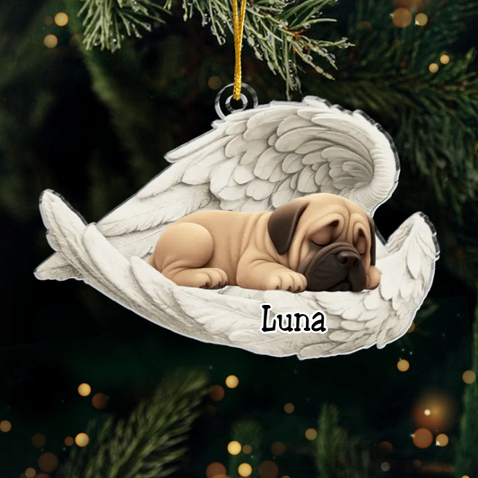 Custom English Mastiff Angel Ornament – Personalized Sleeping Dog Christmas Gift for Dog Lovers, Pet Memorial Tree Decoration Ornament