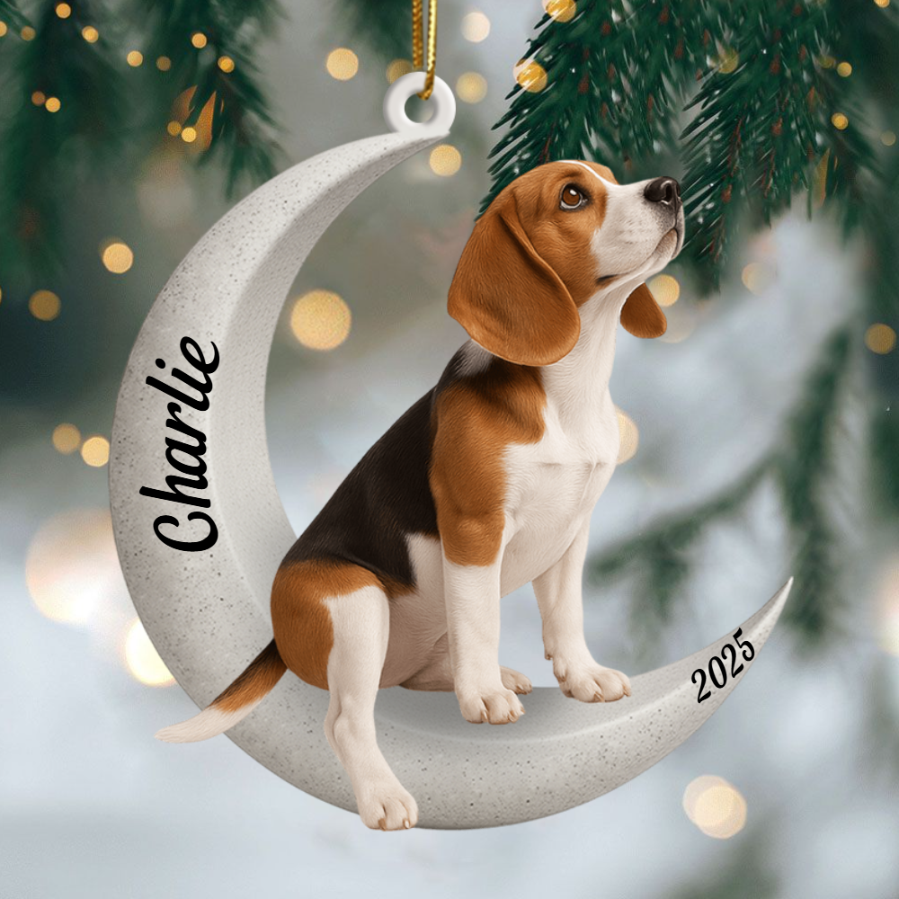 Custom Beagle On The Moon Ornament 2025, Custom Double-Sided Acrylic Decoration, Unique Christmas Gift For Dog Lovers Ornament