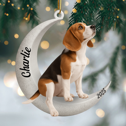 Custom Beagle On The Moon Ornament 2025, Custom Double-Sided Acrylic Decoration, Unique Christmas Gift For Dog Lovers Ornament